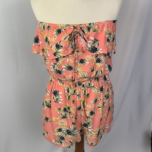 American Rag pink sunflower strapless Romper Medium